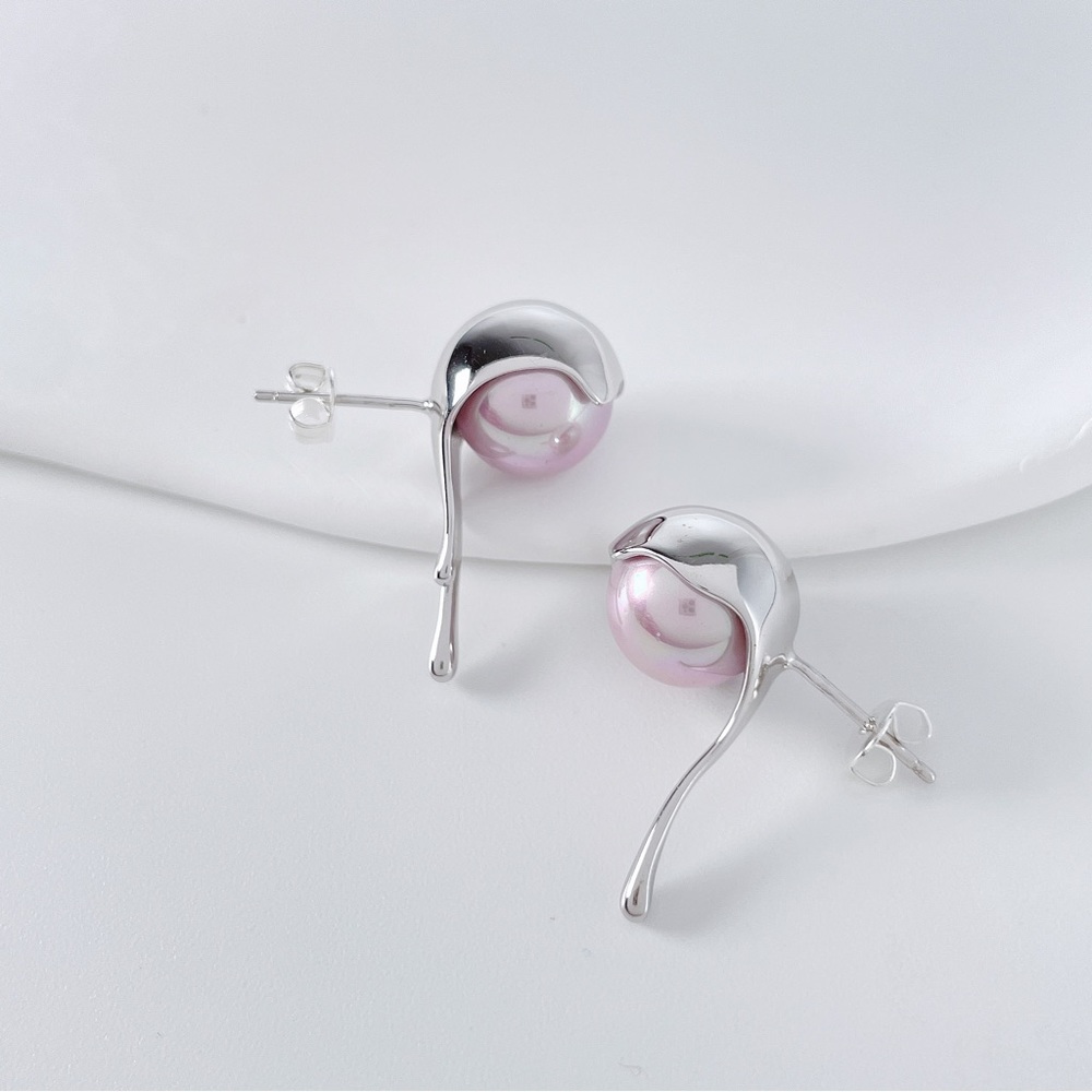 Dripping Molten Silver Purple Pearls S925 Sterling Silver - Picture 5 of 8